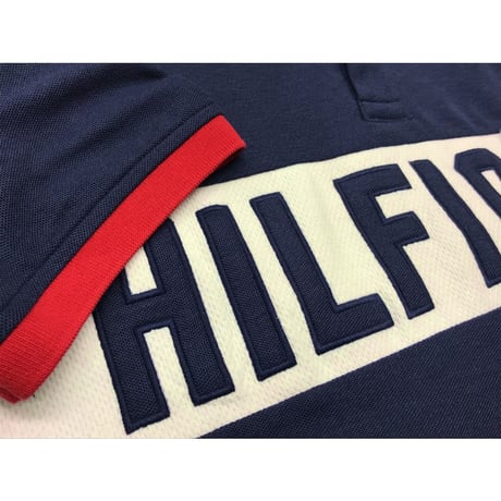 TommyHilfiger 半袖 ポロシャツ Polo 紺 パッチ メッシュ UVカット 吸水速乾  NY トラディショナル
