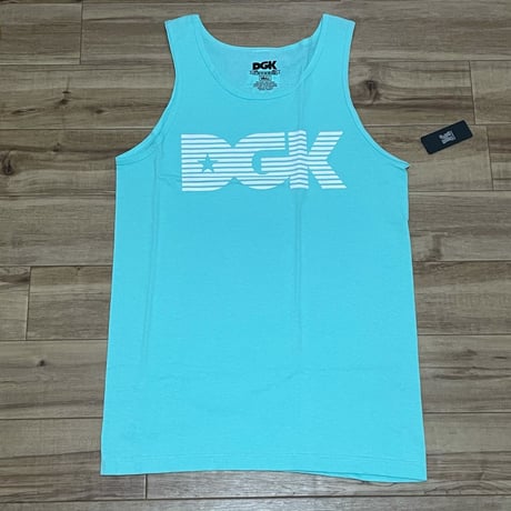 ロサンゼルス発祥 【S】 DGK ディージーケー タンクトップ グレー 水色 白 OGロゴ ストライプ