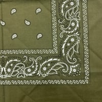 ペイズリー バンダナ Paisley Bandana ヴィンテージ調 大判サイズ 54cm モスグリーン (BNDN100)