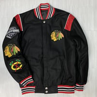 USA限定 JHデザイン NHL シカゴ ブラックホークス BlackHawks リバーシブル スタジャン