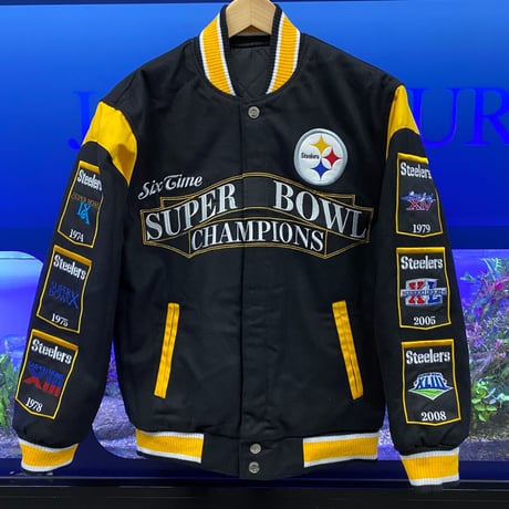 NLF公認 JHデザイン Steelers ピッツバーグ スティーラーズ 限定 チャンピオンズ リバーシブル スタジャン