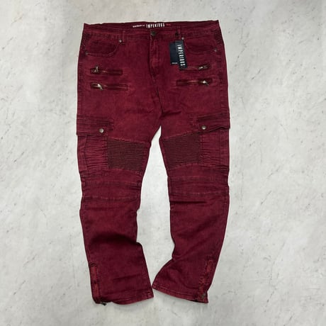 最高の履き心地 Imperious NY インぺリアス ストレッチ入 バイカーデニム Burgundy (JNS87)