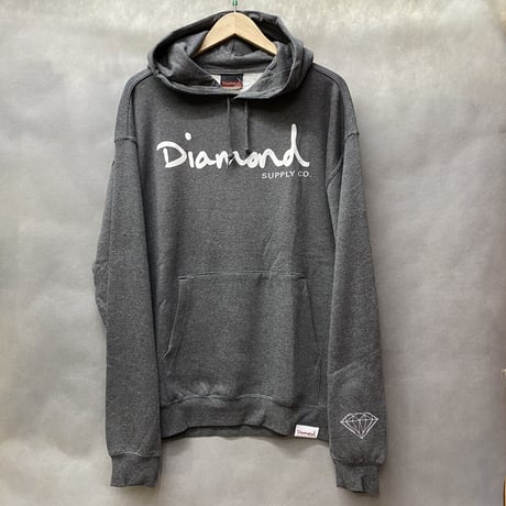 【L】 ダイヤモンドサプライ Diamond supply co. ヘザーグレー OG SCRIPT プルオーバー パーカー LA