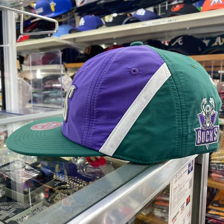Mitchell&Ness ミッチェル&ネス NBA バックス Bucks カラーブロック スナップバックキャップ