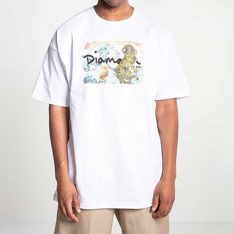 【M】 Diamond Supply Co ダイヤモンドサプライ 半袖 Tシャツ TigerWave 虎 タイガー 白 LA ストリート
