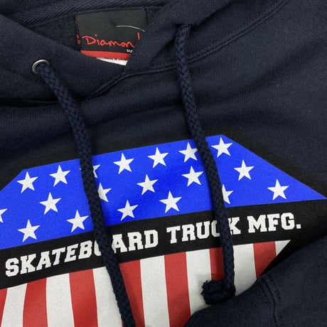 【S】 ダイヤモンドサプライ Diamond supply co. 紺 プルオーバー ACE パーカー LA スケートボード TRUCK