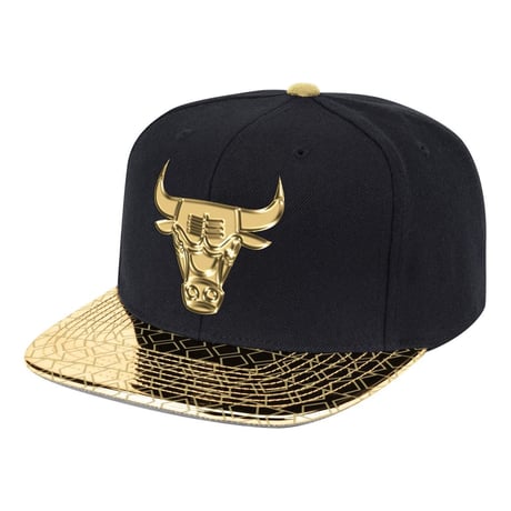 限定 Mitchell&Ness ミッチェル&ネス NBA シカゴ Bulls ブルズ 黒 金 DNA スナップバックキャップ HWC