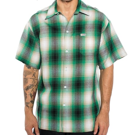 アメリカ製 CALTOP キャルトップ 半袖 オンブレチェックシャツ GREEN WHITE 緑 白 (SBS39)