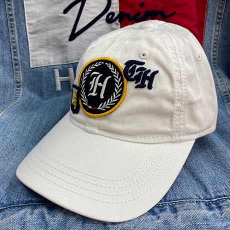 トミーヒルフィガー TommyHilfiger ストラップバック キャップ 帽子 ローキャップ 白 パッチ仕様 綿100%