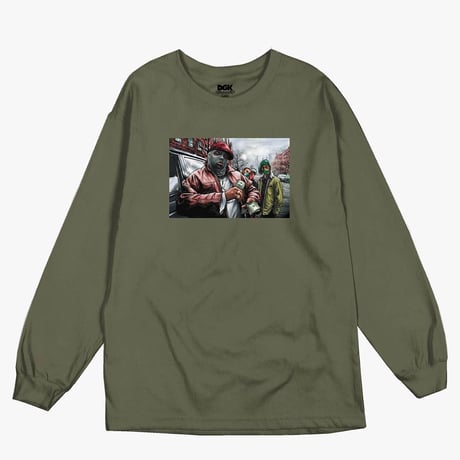 DGK ディージーケー 長袖 Tシャツ ロンT ミリタリーグリーン BRICKS カリフォルニア ストリート
