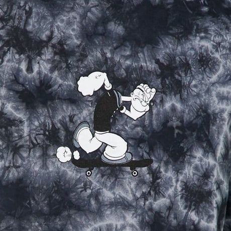 限定モデル HUF ハフ Popeye ポパイ 長袖 Ｔシャツ ロンＴ コラボデザイン tiedye タイダイ 黒
