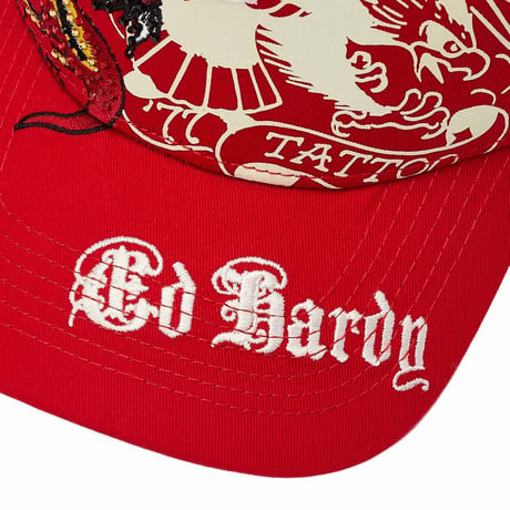 USA仕様 Ed Hardy エドハーディ Rhinestone Eagle Panther 鷹 豹 メッシュ トラッカーキャップ 黒 (EDC3)