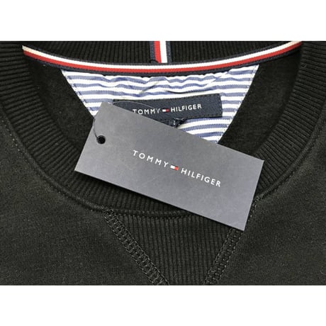 海外限定 TOMMY HILFIGER トミーヒルフィガー 肉厚 クルーネック トレーナー BIG FLAG 黒