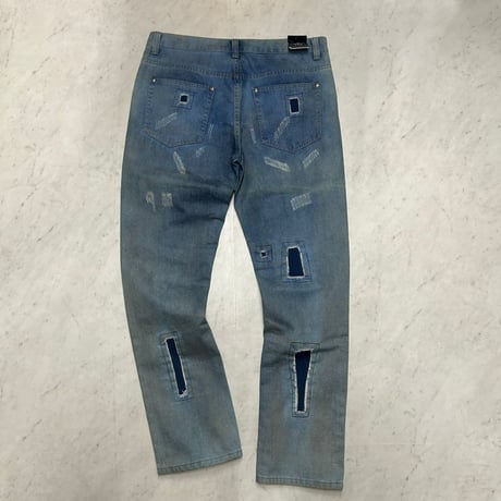 米国発 Maxi Milian NY マキシミリアン Ripped Distressed Repair Jeans ダメージデニム (JNS173)
