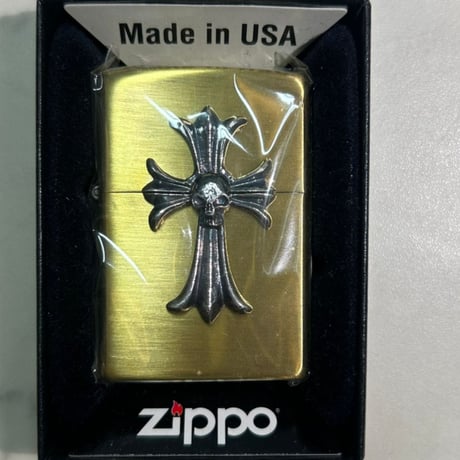 Made in USA ジッポー ZIPPO アンティークブラス スカルクロス SKULL CROSS