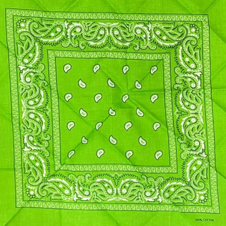 ペイズリー バンダナ Paisley Bandana ヴィンテージ調 大判サイズ 54cm きみどり (BNDN97)