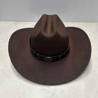 つば広 ウエスタンハット Cowboy Hat カウボーイハット フェルトタッチ 茶 サイズ調節可 (CBH13)