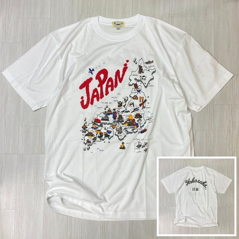 ロリコ限定 YOKOSUKA 和柄Tシャツ 地図日本 JAPAN MAP 白 スカT ロリコ限定 YOKOSUKA 和柄Tシャツ 地図日本 JAPAN MAP 白 スカT
