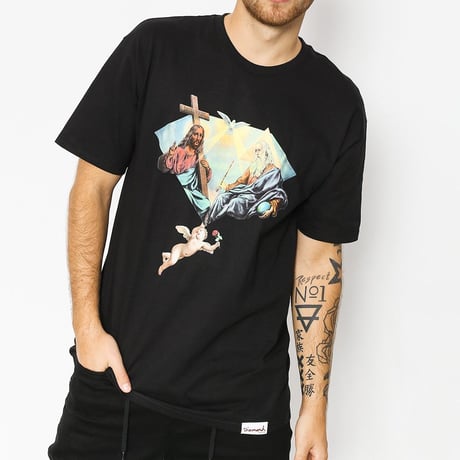 【3XL】 Diamond Supply Co ダイヤモンドサプライ 半袖 Tシャツ Trinity トリニティ 天使 キリスト 黒 LA