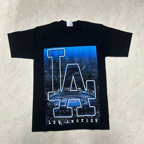 LA発 Los Angeles ロサンゼルス スタジアム グラフィック 半袖 ヘビーウェイト Tシャツ 黒 (GTS139)