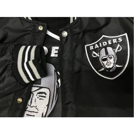 JHデザイン NFL オークランド レイダース RAIDERS リバーシブル スタジアムジャンパー アメフト 黒 スタジャン