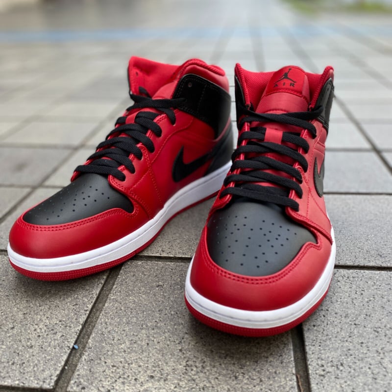 NIKE ナイキ AIR JORDAN1 MID エアジョーダン1 ミッドカット 黒赤 BRE...