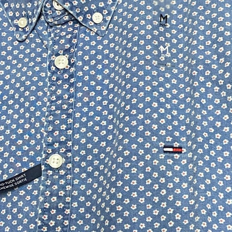 USAモデル TOMMY HILFIGER トミーヒルフィガー ESSENTIAL ダンガリー ボタンシャツ スリムフィット