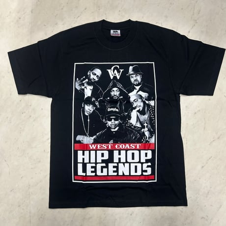 LA発 ウェストコースト HIPHOP LEGENDS グラフィック ヘビーウェイト Tシャツ West Coast 黒 (GTS7)