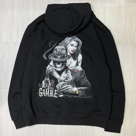 LA発 CreateX5 Life is a Gamble グラフィック プルオーバー パーカー LA チカーノ ポーカー (GFX/Hdy14)