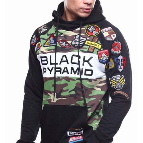 日本未入荷 BLACK PYRAMID ブラックピラミッド Military プルオーバー パーカー 迷彩 ミリタリー パッチ付 クリスブラウン 綿100%