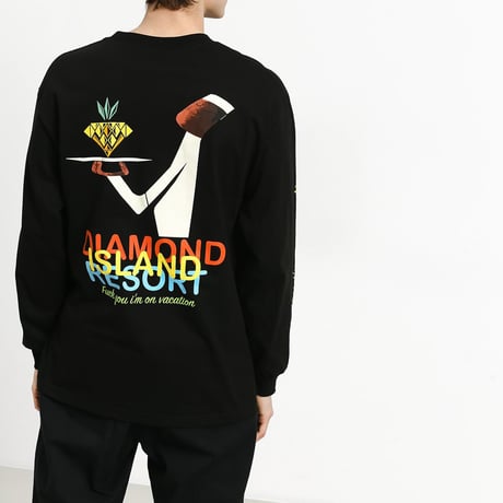 【M】 Diamond Supply Co. ダイヤモンドサプライ 長袖 Tシャツ 黒 ロンT アイランド リゾート (LT1)