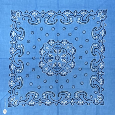 日本製 ペイズリー バンダナ Paisley Bandana 大判サイズ 綿100% スカイブルー (BNDN75)