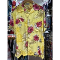 【特別SALE価格】アロハシャツ ALOHA 半袖 イエロー ハイビスカス 総柄 ハワイアンシャツ RB-29