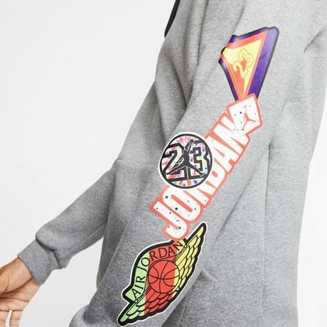 USA規格 NIKE ナイキ JORDAN ジョーダン STICKER プルオーバー フリース パーカー グレー (NKJH10)