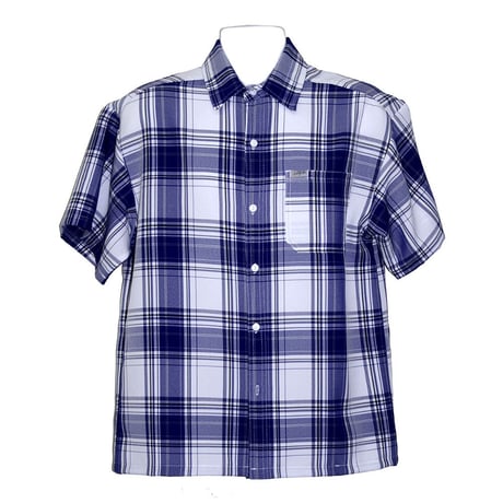 アメリカ製 CALTOP キャルトップ ロイヤルブルー×白 チェックシャツ 半袖 ボタンアップ
