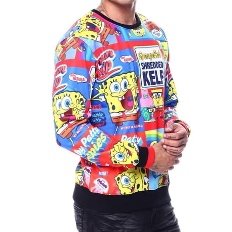 FREEZEMAX フリーズマックス SpongeBob スポンジボブ 総柄 スウェット トレーナー
