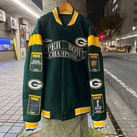 NLF公認  JHデザイン Packers グリーンベイ パッカーズ 限定 チャンピオンズ リバーシブル スタジャン