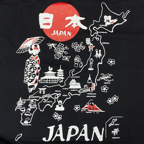 ロリコ限定 YOKOSUKA 和柄Tシャツ 地図日本 JAPAN MAP スカT 横須賀名物 (JPT4)