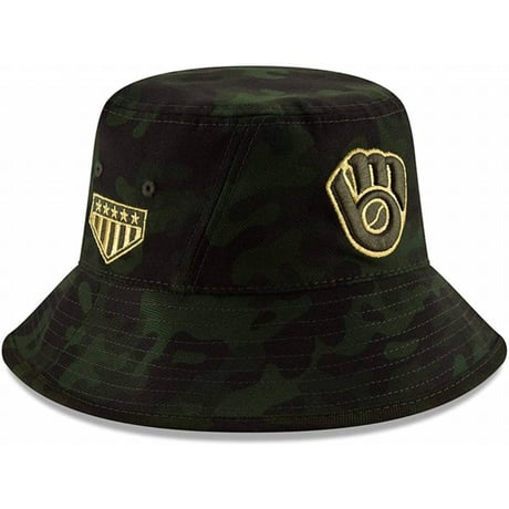 特別仕様 NEWERA ニューエラ Brewers ブルワーズ 迷彩 バケットハット  MLB 軍隊記念日モデル