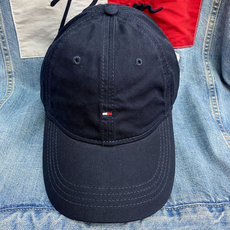 トミーヒルフィガー TOMMY HILFIGER ストラップキャップ 紺 マイクロフラッグ 刺繍ロゴ