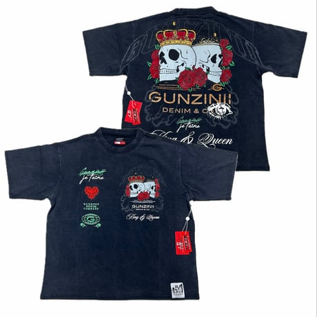 米国シカゴ発 Gunzinii ガンジーニ King & Queen Skull Boxy T-Shirt スカルTシャツ (CropT57)