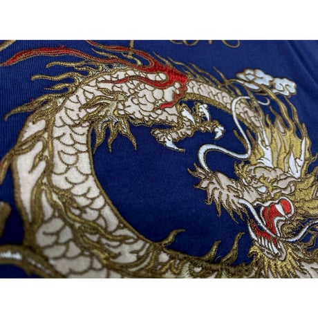 横須賀名物 スカジャン Ｔシャツ 刺しゅう スカT 龍 ドラゴン Dragon 紺  和柄 ジャパン (JPT39)