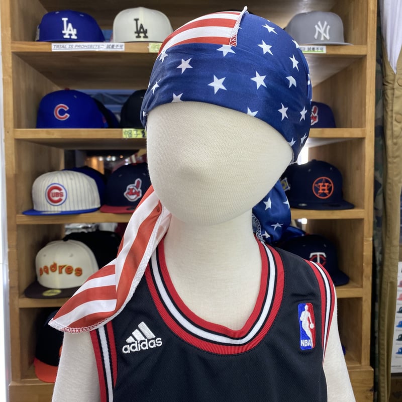 バイカラー 星条旗 DURAGドゥーラグ TIEDOWN インナーキャップ