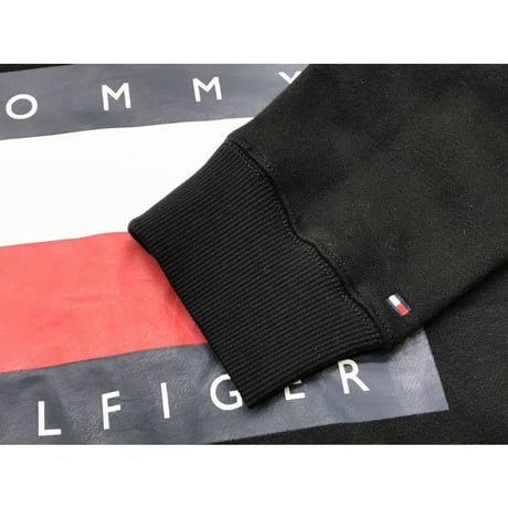 海外限定 TOMMY HILFIGER トミーヒルフィガー 肉厚 クルーネック トレーナー BIG FLAG 黒