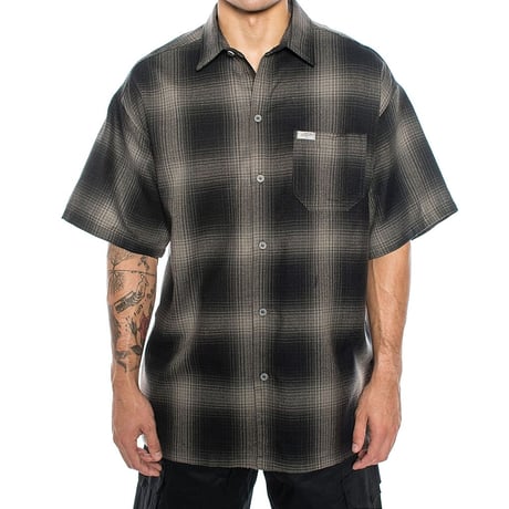 アメリカ製 CALTOP キャルトップ 半袖 オンブレチェックシャツ CHARCOAL BLACK チャコール (SBS31)