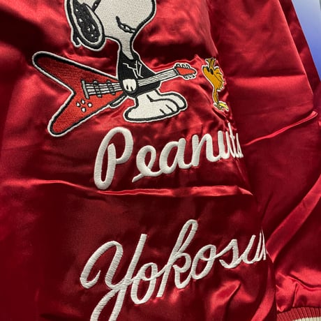 【Yokosuka刺繍入り】スカジャン SUKAJAN スヌーピー Snoopy 赤 Classic Peanuts