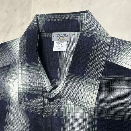 アメリカ製 CALTOP キャルトップ 半袖 オンブレチェックシャツ NAVY IVORY ネイビー アイボリー (SBS36)