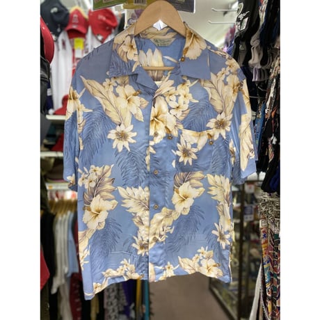【特別SALE価格】  アロハシャツ ALOHA 半袖 サックス 花柄 ハイビスカス ハワイアン RB-05