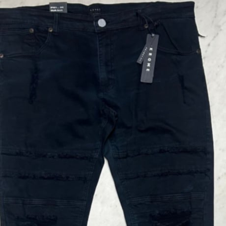 米国発 KROME NY クローム ニューヨーク Skinny Fit スキニーフィット バイカーデニム (JNS177)