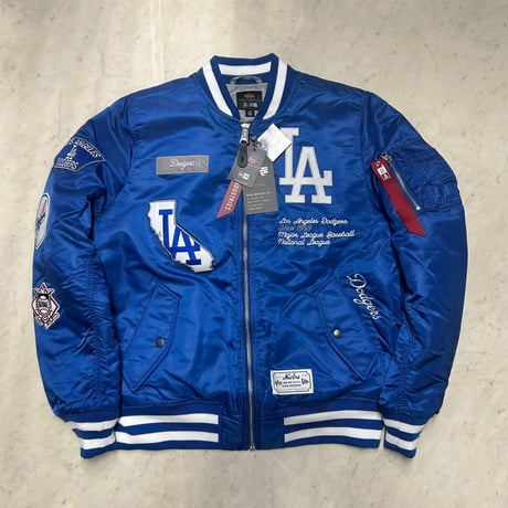米国仕様 New Era ニューエラ Alpha Industries アルファインダストリーズ MLB LA ドジャース MA-1 ジャケット ドジャーブルー
